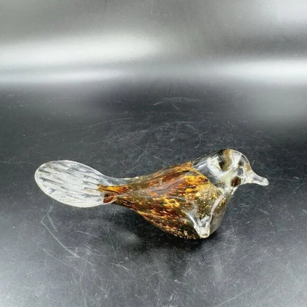 Hand Blown Art Glass Bird‎ Figurine Paperweight Glass Artist Signed JC Vintage